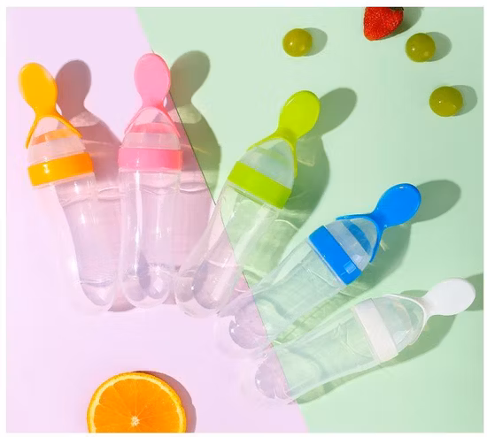 Hot Sale New Born Baby Feeding Bottle Feeder Approved Food Grade Safety Customized Color Infant Drinking Paste Bottle