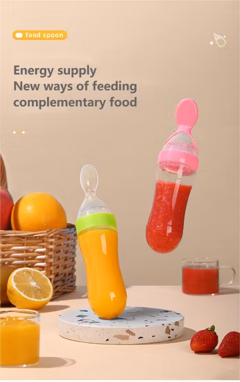 Hot Sale New Born Baby Feeding Bottle Feeder Approved Food Grade Safety Customized Color Infant Drinking Paste Bottle