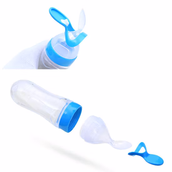 90ml 3oz Tableware Auxiliary Silicone Baby Spoon Squeeze Rice Paste Bottle Feeder